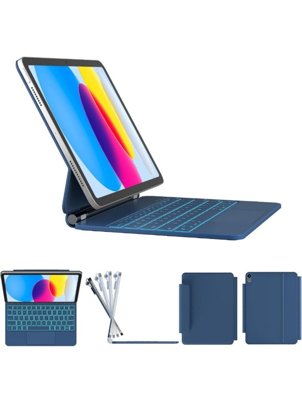 Magnetic Floating Stand Case with Keyboard for iPad A16 11th/10th Gen - Stylish